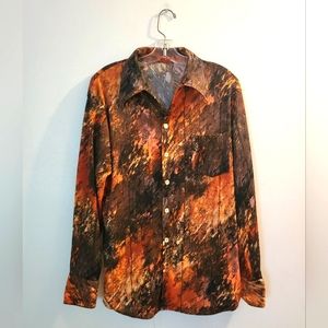 Autumn Leaves Brown Button Up Shirt | Size Medium
